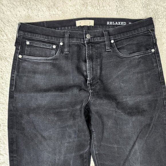 Madewell Men's Jeans 36 X 34 Charcoal Black Relaxed Taper Medium Wash Faded USA - Picture 4 of 8